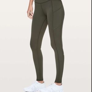 LIKE NEW- Lululemon Womens Olive Green Leggings Align High Rise Pockets Size 12